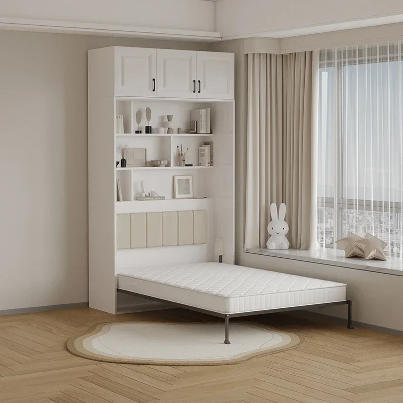 European Murphy Bed With Closet Organizer Drawers Full Size Bed Space-Saving Sleeping Salon Matrimoniale Unique Furniture