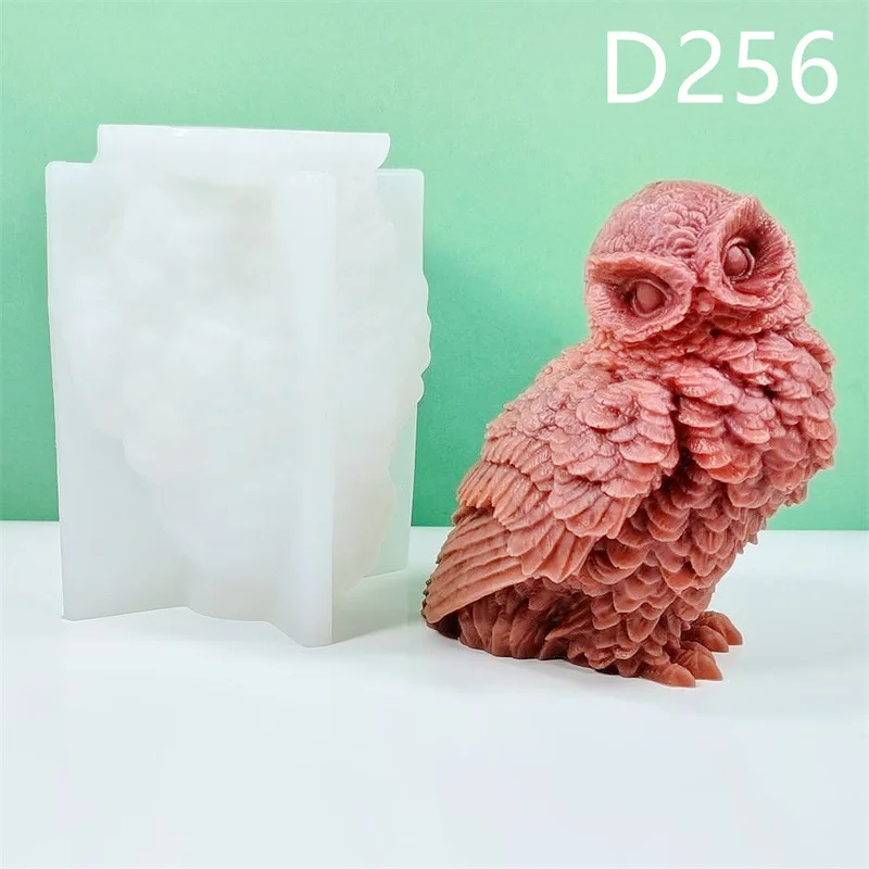 Large Owl Silicone Mold Gypsum form DIY Handmade Plaster Candle Ornaments Handicrafts Mold Hand Gift Making Kitchen Accessories