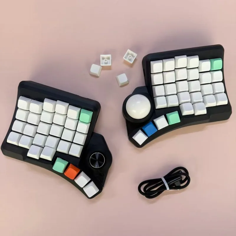 HPD v2 Theme Механическая клавиатура с изогнутым дизайном Проводная горячая замена QMK Трекбол Эргономичные аксессуары для набора текста для офиса/игр