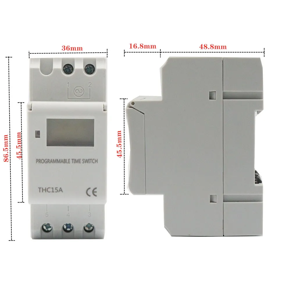 THC15A New type Din Rail 2 wire Weekly 7 Days Programmable Digital TIME SWITCH Relay Timer Control AC 220V 230V 12V 24V 48V 16A images - 6