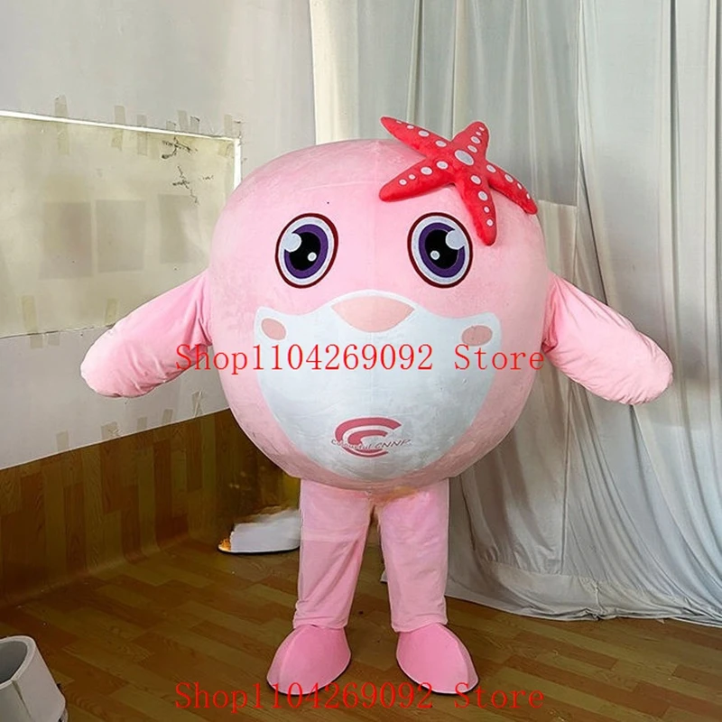 

Custom Pink Dolphin Mascot Costume Cartoon Mascotter Birthday Anime Cosplay Costumes Character Party Maskote Carnival Suit