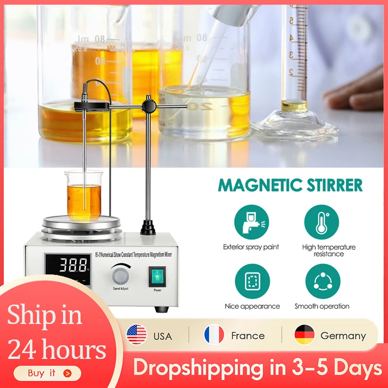 

EU Stock Magnetic Stirrer Hot Plate Lab Equipment Heating Stirrer Digital Display Magnetic Mixer With Stir Bar 1L Liquid Stirrer