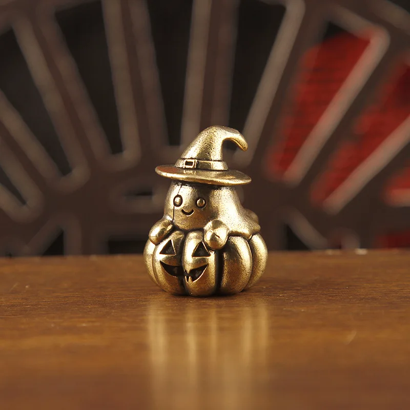 1 piece of brass cartoon ghost pumpkin small ornaments Halloween pumpkin head desktop ornaments crafts