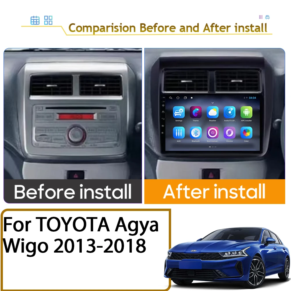 Android Carplay Car Radio Multimedia Player For TOYOTA Agya Wigo 2013-2018 Auto GPS Navigation Stereo QLED Screen No 2din DVD