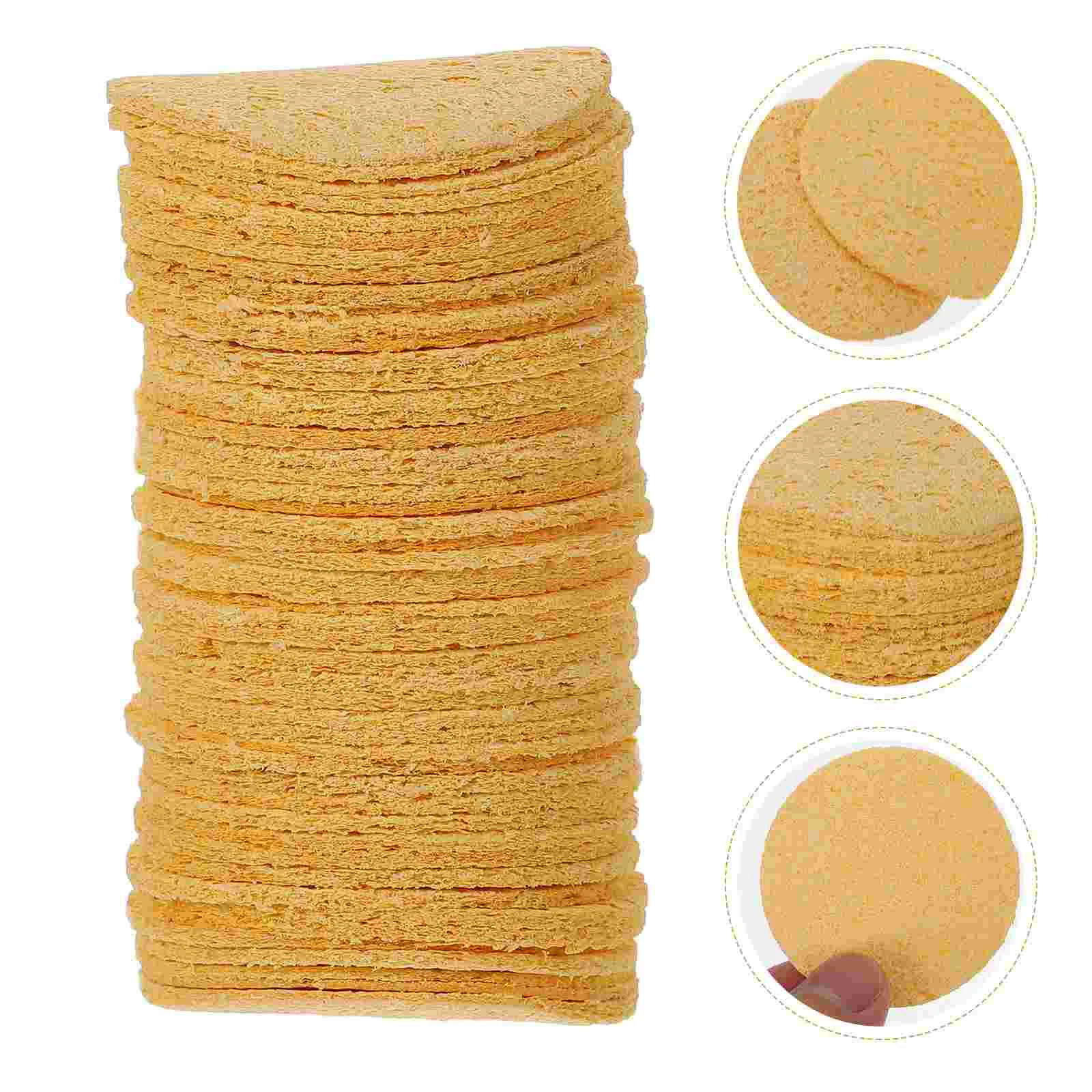 50 Pcs Welding Sponge Clean Tool Solder Tip Pads Platform Sponges Iron High Temperature Cleaning Round