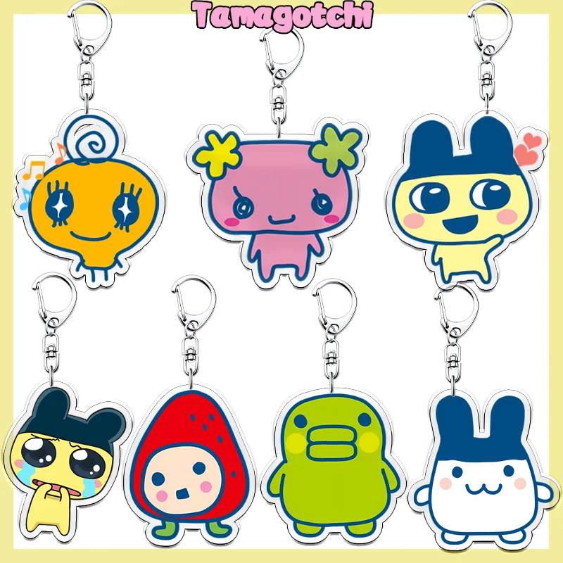 

Tamagotchi Cartoon Anime Keychain Kuchipatchi Mametchi Memetchi Momotchi 6cm Acrylic Keychain Bag Decorate Friends Fan Gifts