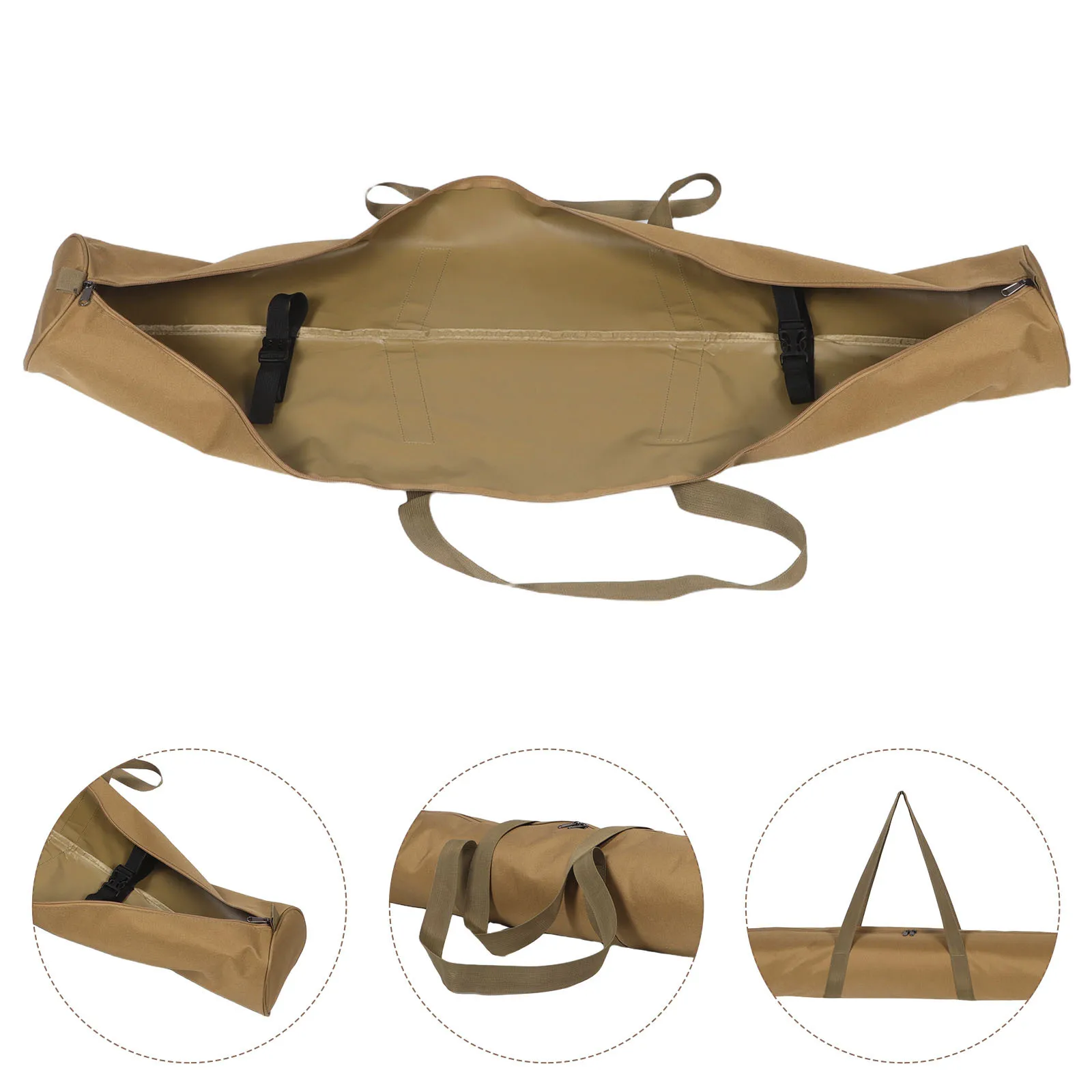 

Fishing Gear Carrying Case Lightweight Oxford Fabric Pouch Quick Access Zipper Design Space Efficient Cylinder Shape Portable