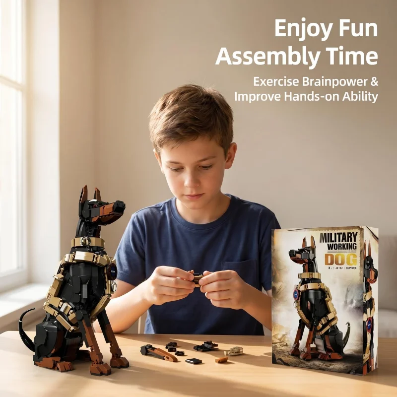 

Doberman Police Dog Building Block Set with Movable Joints K-Dog Model, Suitable for Educational and Intelligent Toys for Adults