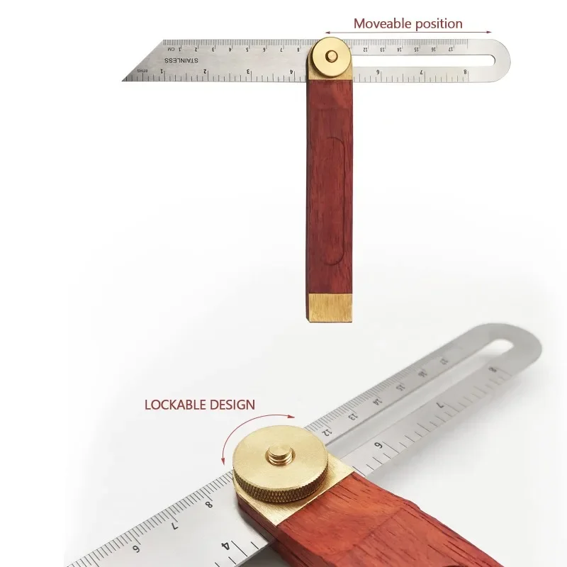 Adjustable Angle Measuring Ruler 8 Inch Sliding T Bevel Gauge Wooden Handle Angle Finder for Carpenter Woodworking Hand Tools