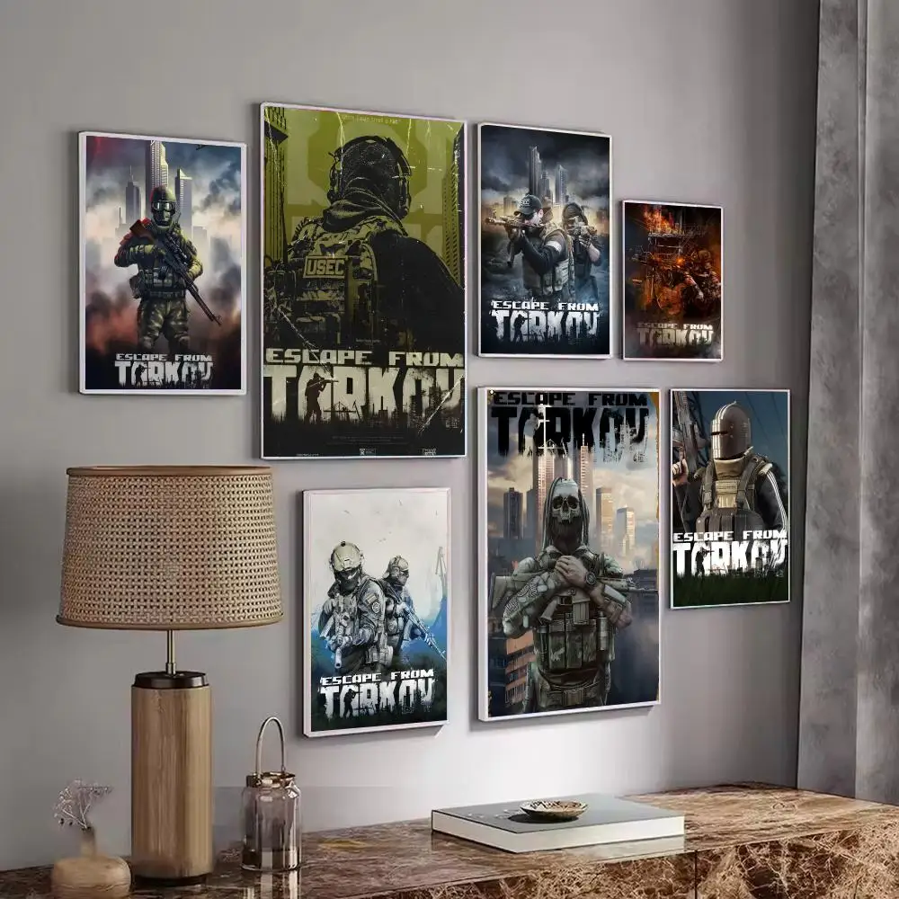 Game E-Escape From Tarkov Poster Home Living Bed Room Bar Hallway Sticky Wall Printing Waterproof Aesthetic Decor