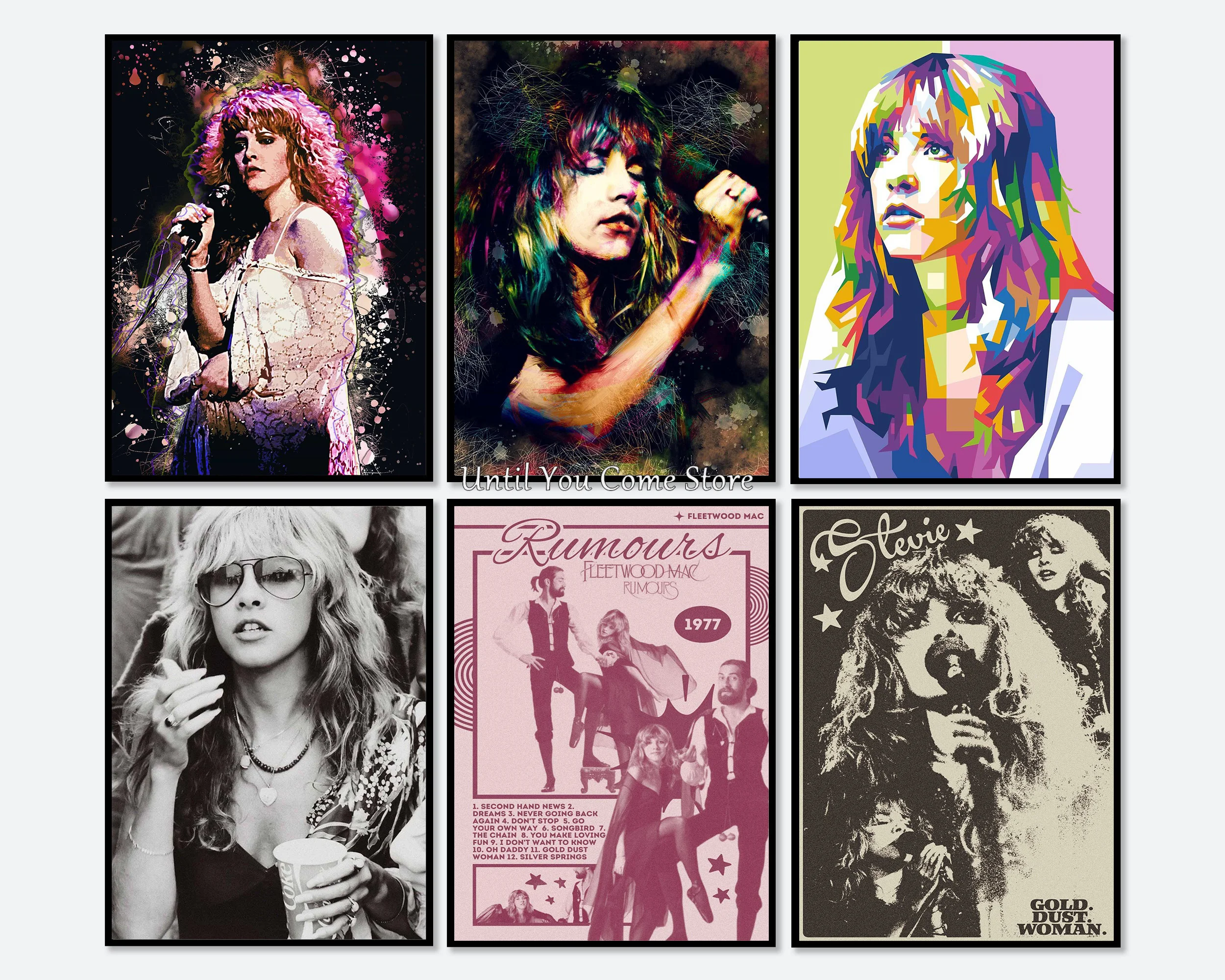 Rock Female Singer Stevie Nicks Poster Print Canvas Art Pictures Home for Living Room Bedroom Wall Modern Decor Frameless