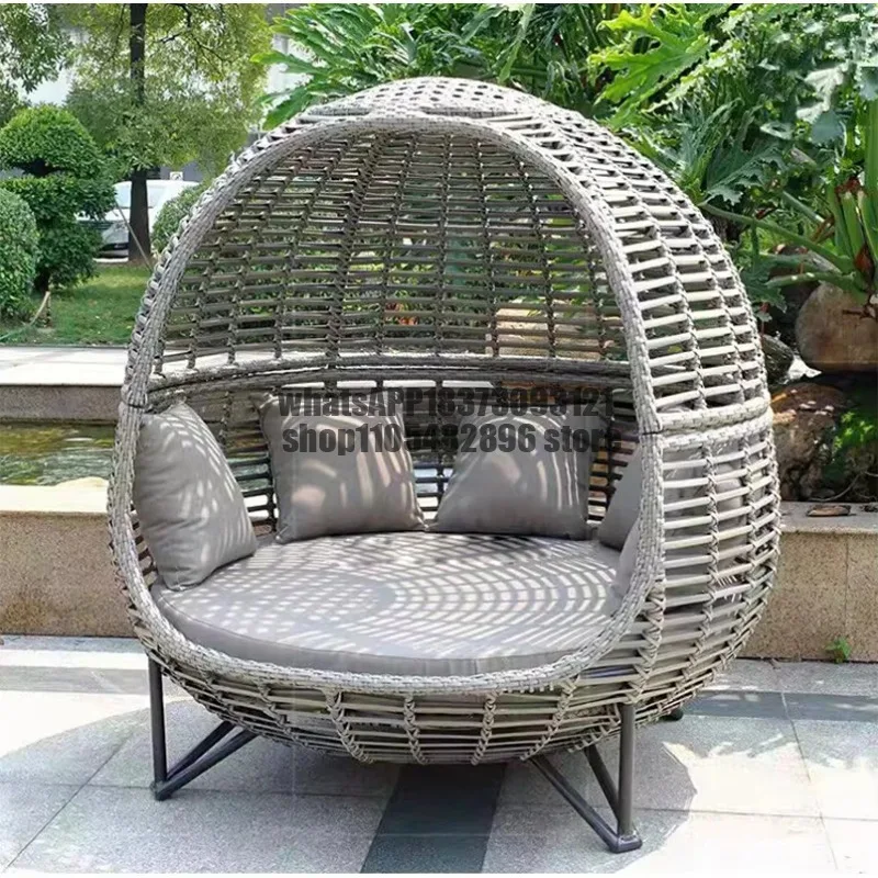 Hot Outdoor Custom Luxury Leisure Rattan Recliner Villa Garden Design Waterproof Outdoor Bird Nest Recliner