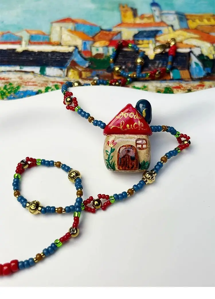 Elf Little House Good Luck Design Niche Handmade Necklace Women's Clavicle Chain