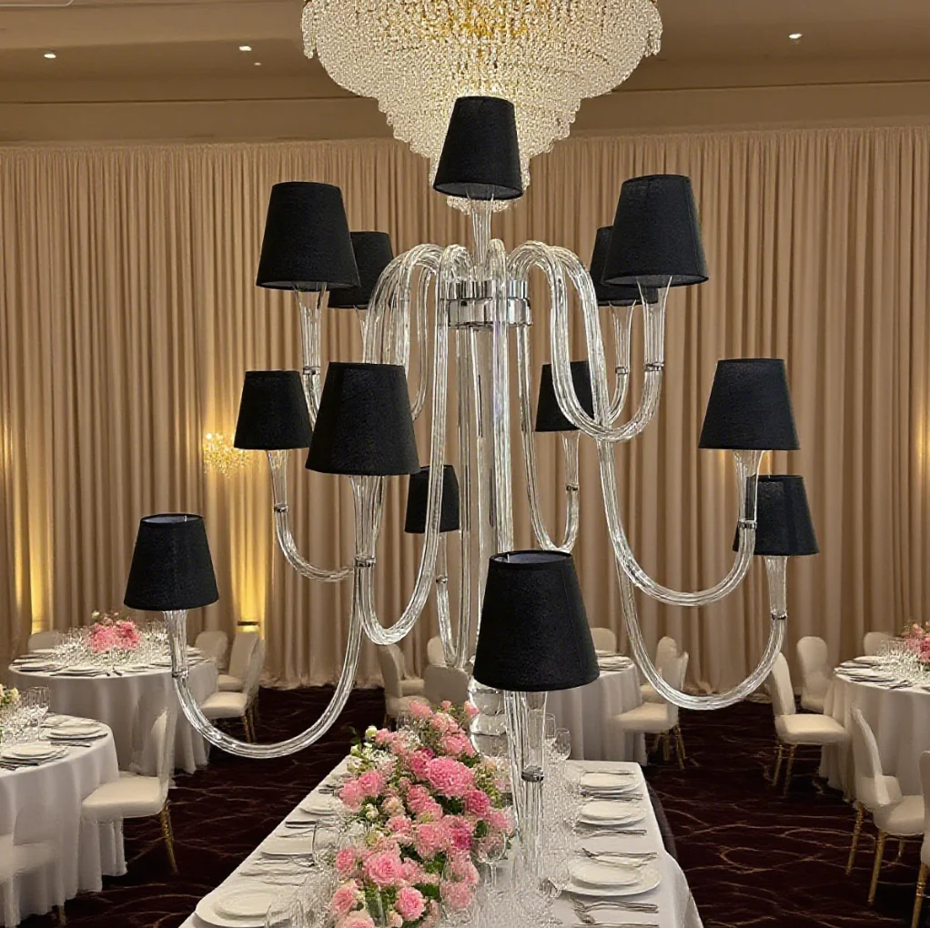 8pcs)black glass  Candle Holder Candelabras Candlesticks Wedding Decoration Table Centerpieces Candle Holders