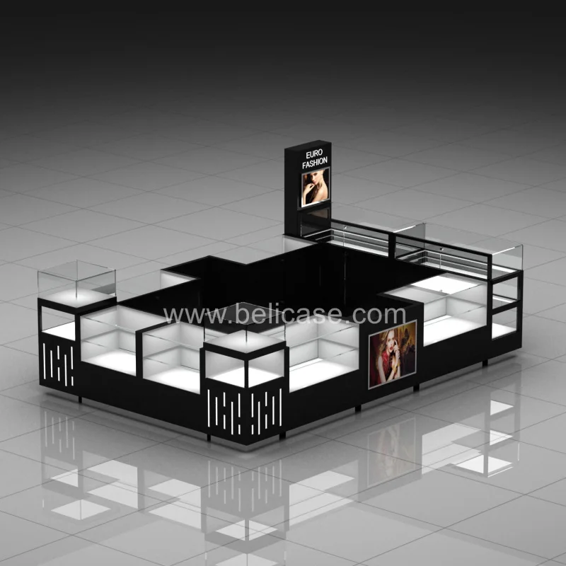 customized.Glass Jewelry Store Counter Wooden Island Shop Jewelry Showcase Custom Mall Jewelry Kiosk Sale