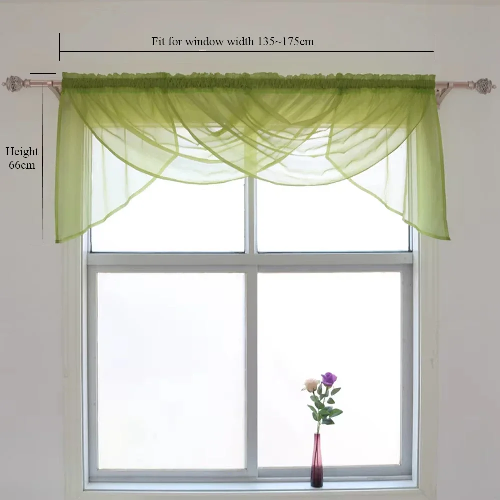 Sheer Voile Curtain Valance for Living Room Window, Home Decor, Fit for Window Width 135-180cm