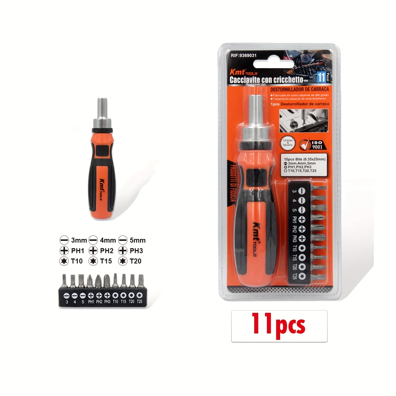 KMT Tools,11 In 1 Ratchet Screwdriver Bits Set, Precision Repair Kit For Daily Use, Including 10pcs Sizes Drills