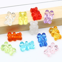 10pcs Cute Gummy Bear Beads Vertical Hole Transparent Matte Resin Beads For Jewelry Making Bracelet Charms Necklace Pendant