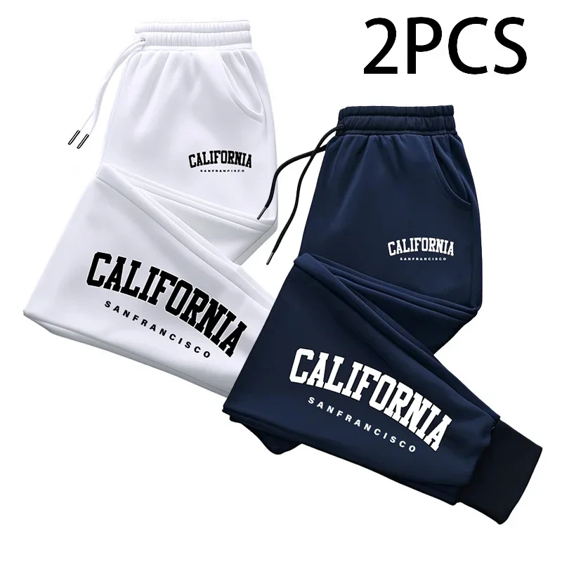 

Men's Trousers Autumn Winter Versatile Quality Two Pieces Daily Casual Jogger Jogging Sweatpants Sports Elastic Band Drawstring
