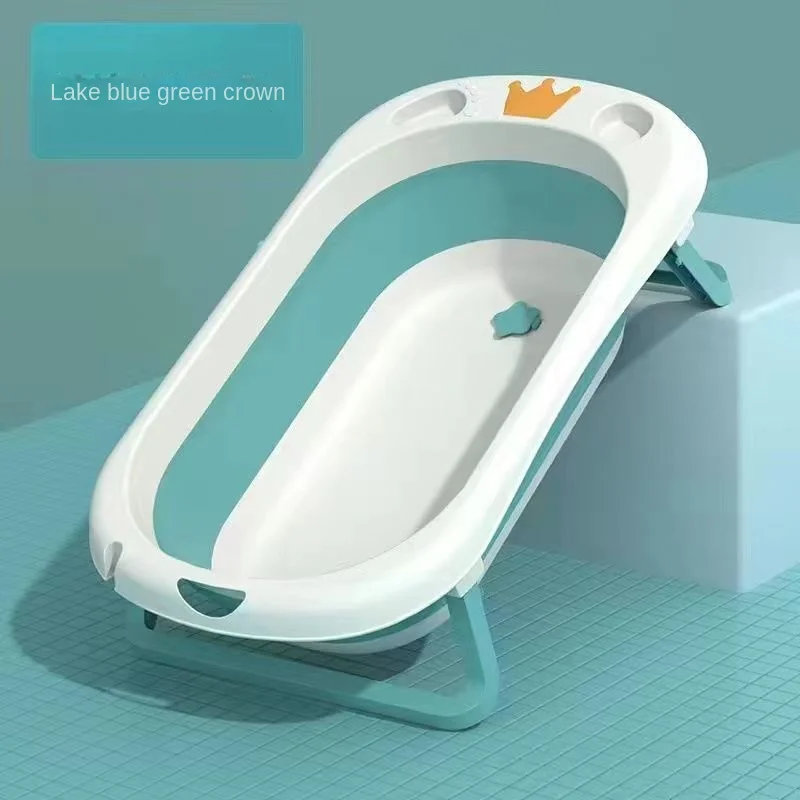 Foldable Baby Bathtub with Thermometer, Silicone Bucket, Folding Bath Tub, Safe Kids Bath Bucket