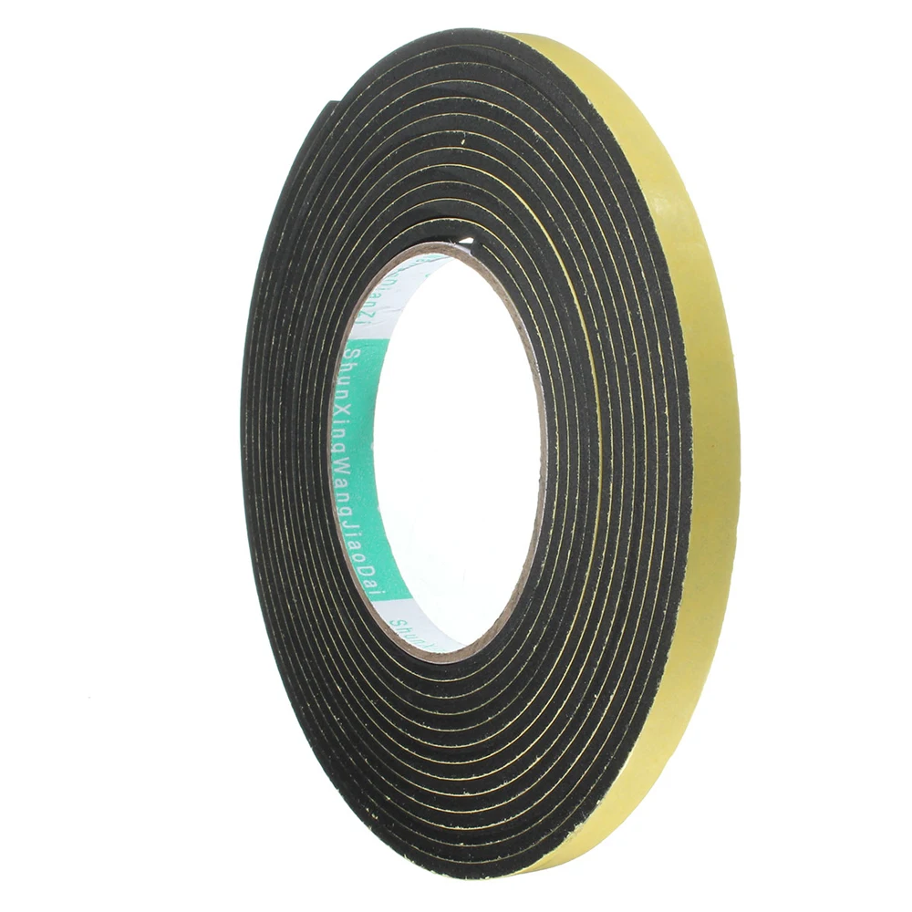 5M 3/2x10mm Door Seal Strip Single Sided Adhesive Waterproof Stripping Foam Sponge Rubber Strip Tape For Window Seal Door Seal