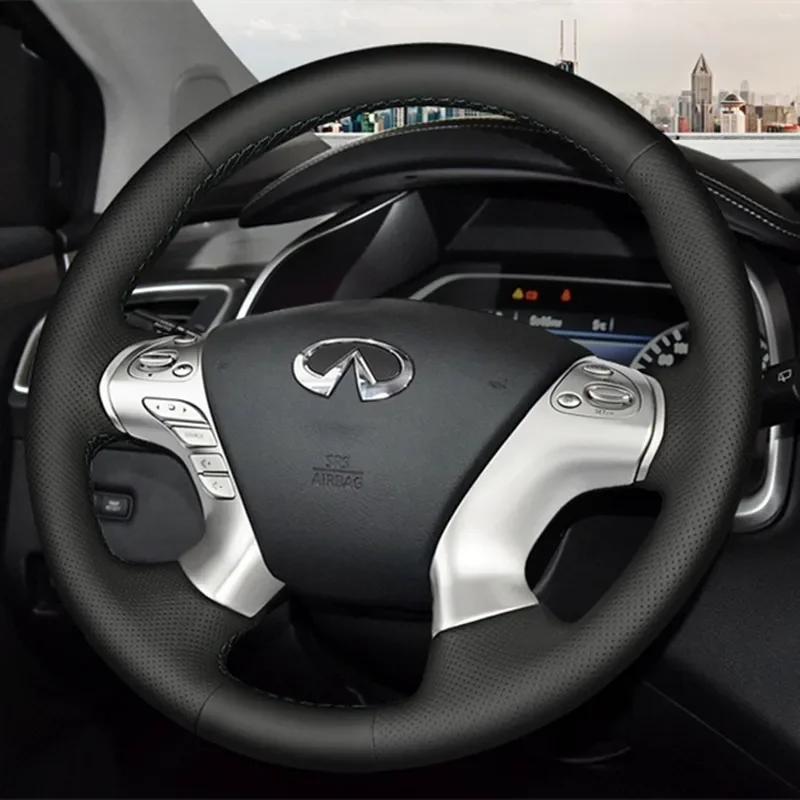 

DIY Hand-Stitched Carbon Fiber Suede Leather Car Steering Wheel Cover for Infiniti Q70L QX60 Q50L QX50 Interior Auto Accessories