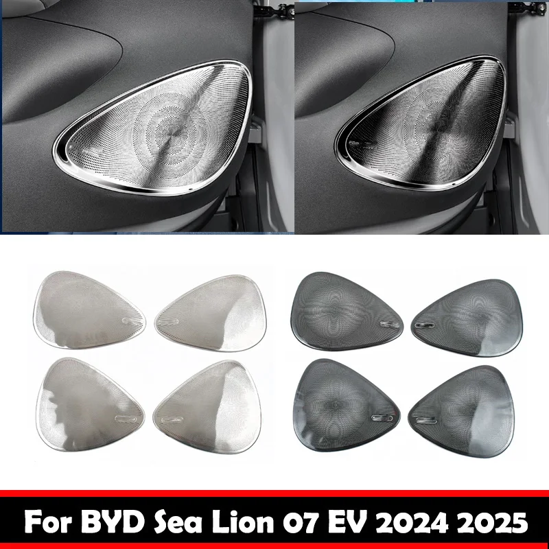 

For BYD Sealion 7 Sea lion 07 EV 2024 2025 Stainless Steel Door Speaker Sound Music Audio Ring Loudspeaker Tweeter Cover Trim