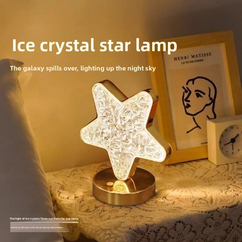 Crystal charging bedroom popular hot sale light luxury Internet celebrity touch desk lamp night ambient moon desktop light