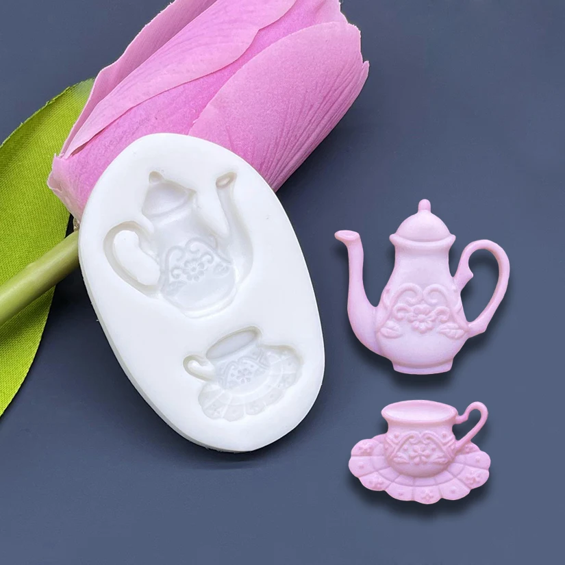 Tea Party Silicone Mold Sugarcraft Chocolate Cupcake Baking Mold Fondant Cake Decorating Tools