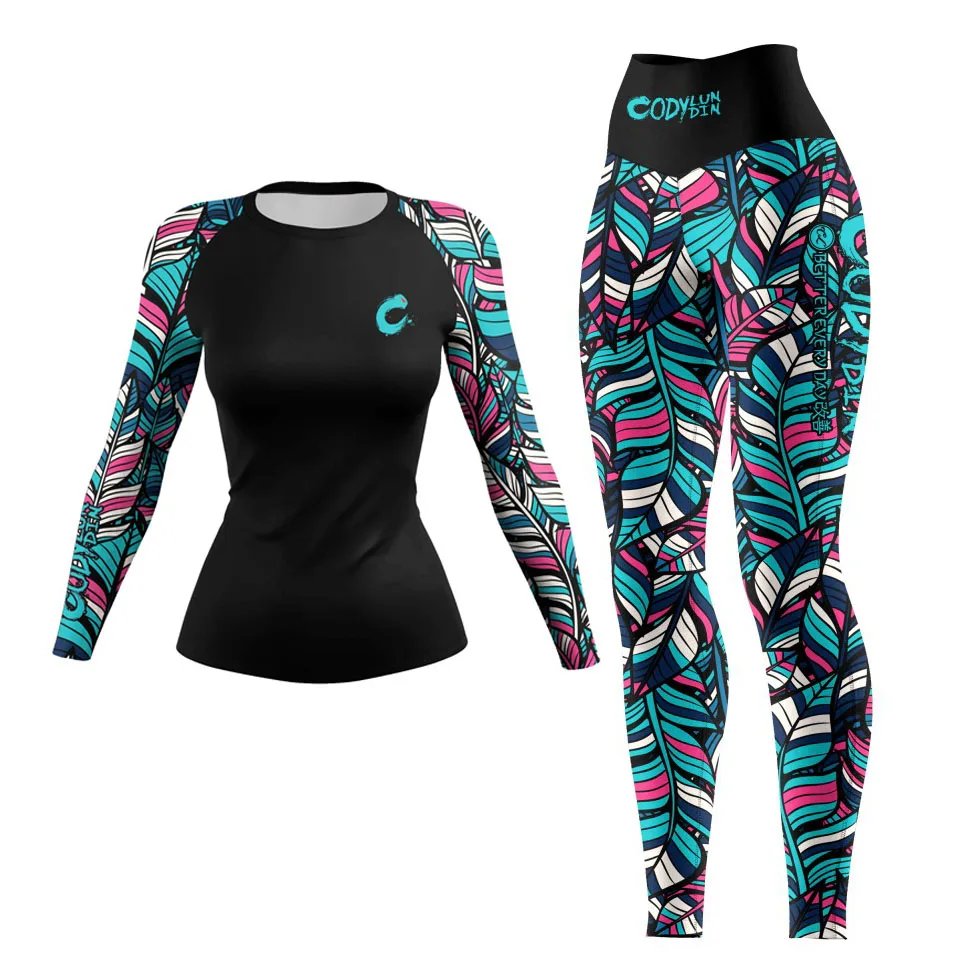 Women's Compression Yoga Tracksuit MMA BJJ Boxing Muay Thai Rashguard Training Fitness Workout Gym Clothing Running Sportswear view 2