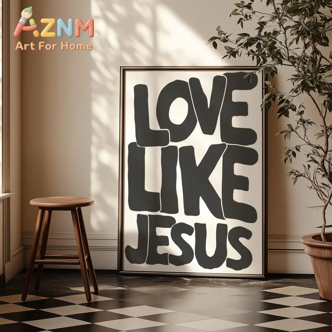 Modern Christian Wall Decor, Love Like Jesus Christian Poster Retro Christian WallArt, Christian Gifts Digital Art, Printable de