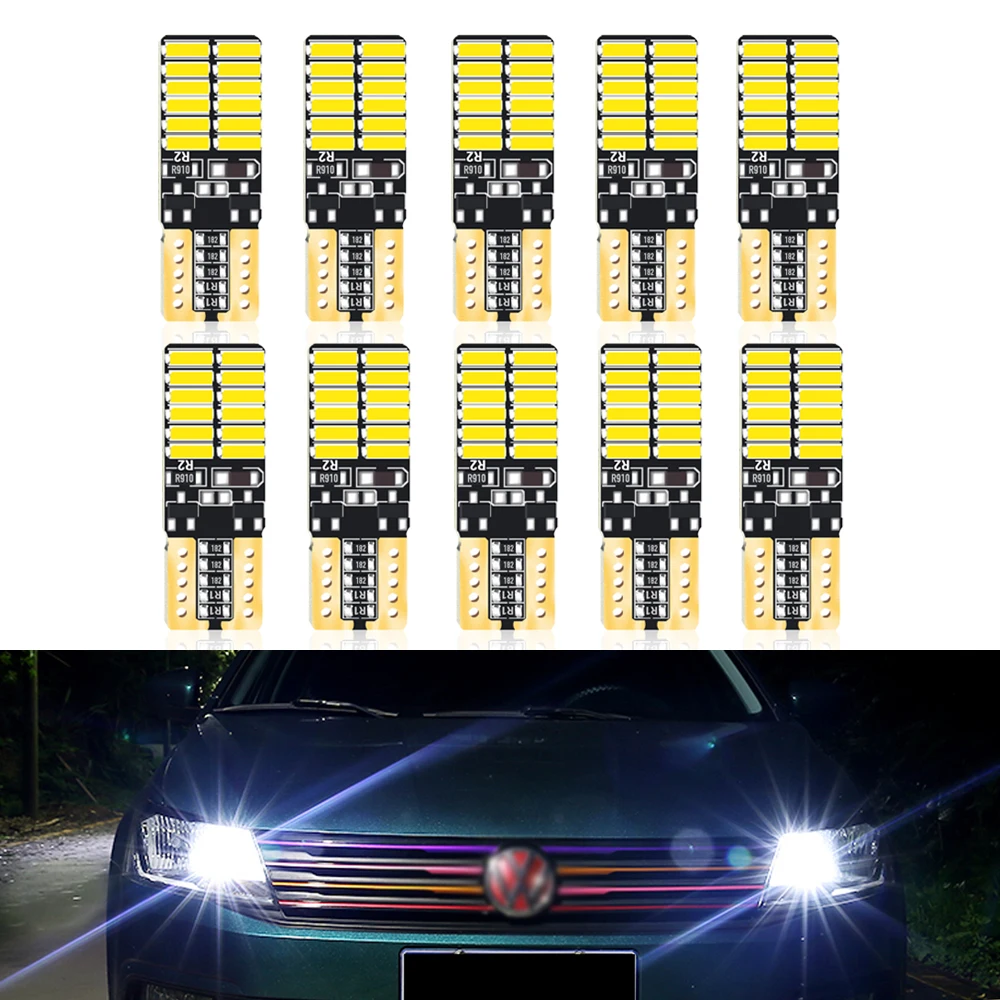 AUXITO 10 pièces lampe automatique T10 ampoule de voiture 194 W5W LED Canbus pas d'erreur feux de stationnement éclairage intérieur pour VW Caddy Golf mk5 Passat CC