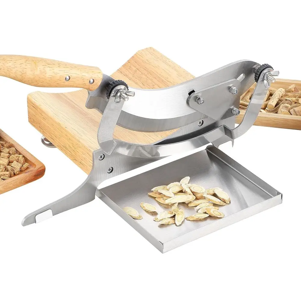

2 Blades Chinese Medicine Slicer Manual Radiused Biltong Slicer, with Magnetic StainlSteel Tray, or Chinese Herbs, Biltong, Jerk
