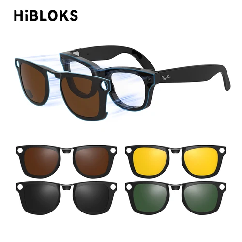 HIBLOKS gafas polarizadas Clip para Ray-Ban Meta Wayfarer RW4006/RW4008 gafas inteligentes gafas de sol de moda geniales lentes antideslumbrantes