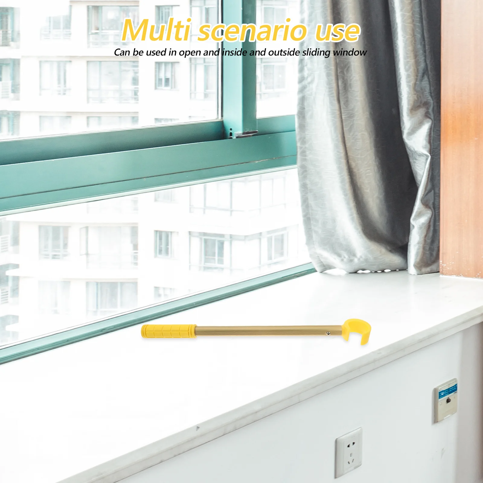 

1pc Adjustable Window Rod With Ergonomic Handle 360° Rotation Tool For Hard To Reach Up Tension Pole Awning