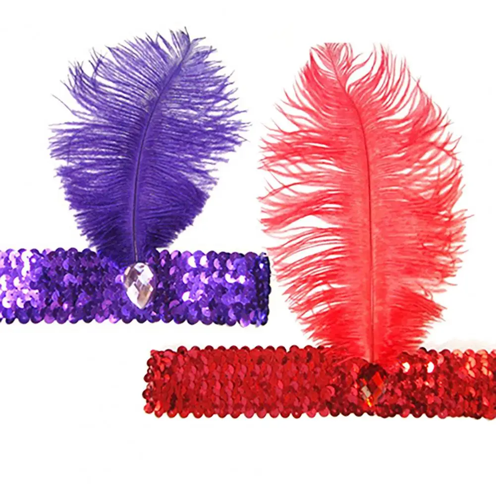 Headband Beautiful Lovely Brilliant Halloween Feather Headwear for Festival Indian Hairband Halloween Party Favor Hair Accessory