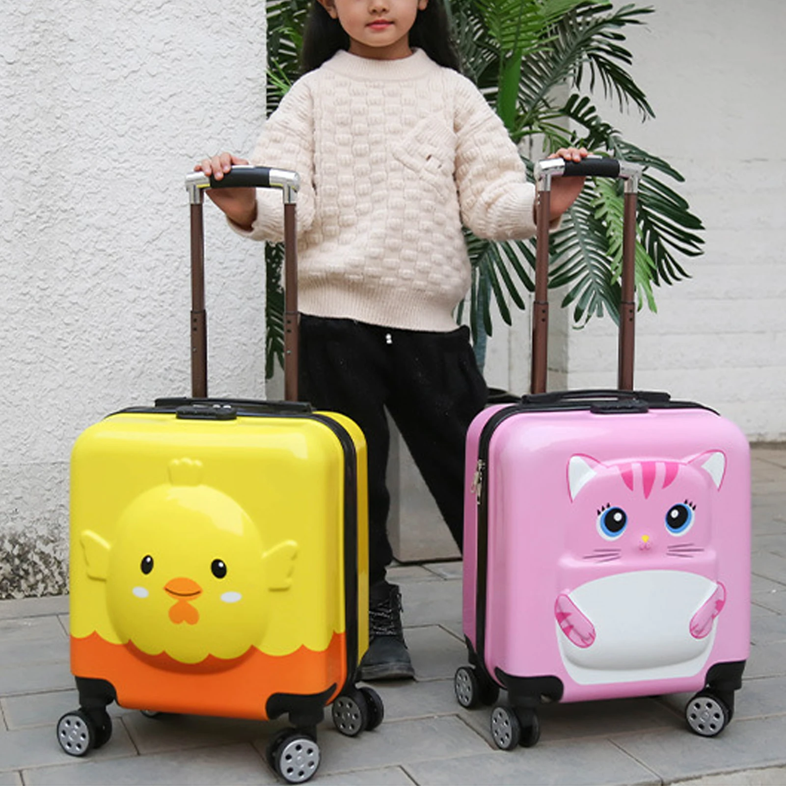 

Kids Luggage 360 Degree Rotation Unisex Trolley Case Toddler Suitcase with Compartment Bag for Travel 18in Kids Luggage