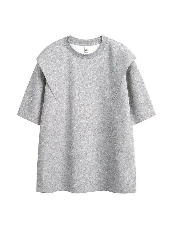 

Мужская футболка с 3D-принтом на плечах, летняя, с деконструированным дизайном, круглым вырезом, из плотного материала, в американском ретро-стиле