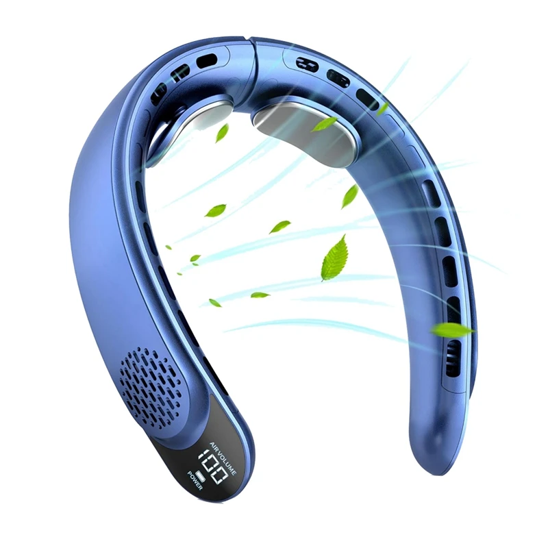 Ventilador de pescoço recarregável, ventilador pessoal com display LED, 3 velocidades com bateria de 4000mAh, para mulheres, homens, viagens, ao ar livre