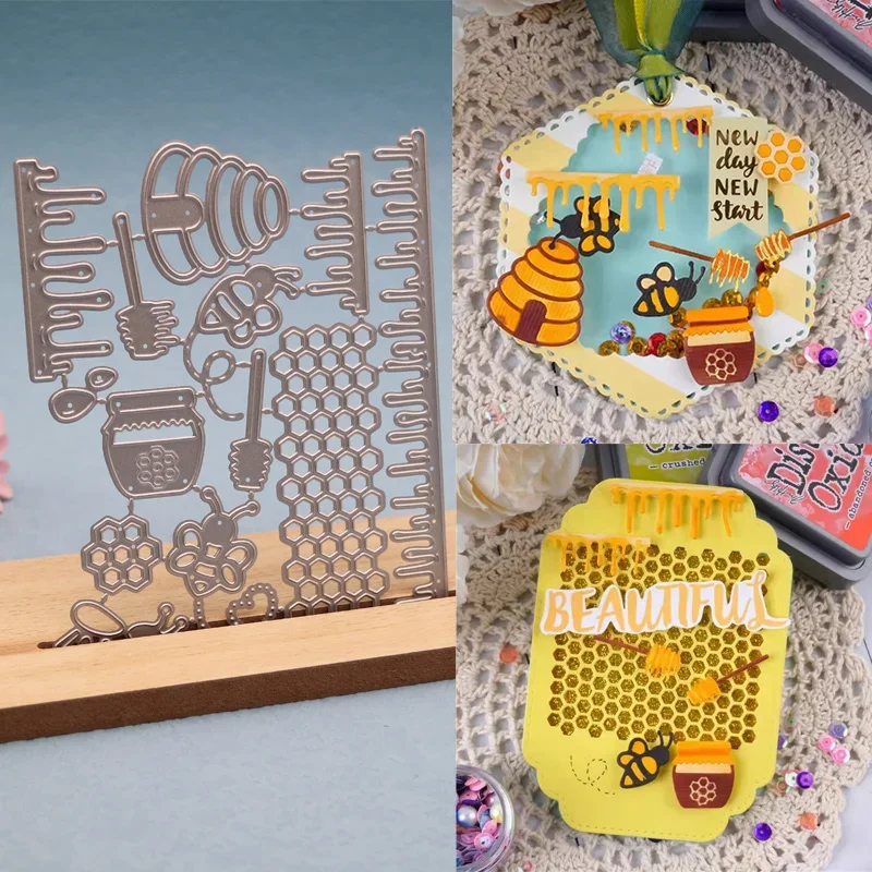 

Scrapbook Animal Cutting Dies Bee Honeybee Metal Craft Dies Cutting Honeycomb Educational DIY Album Cover Craft Die Cut