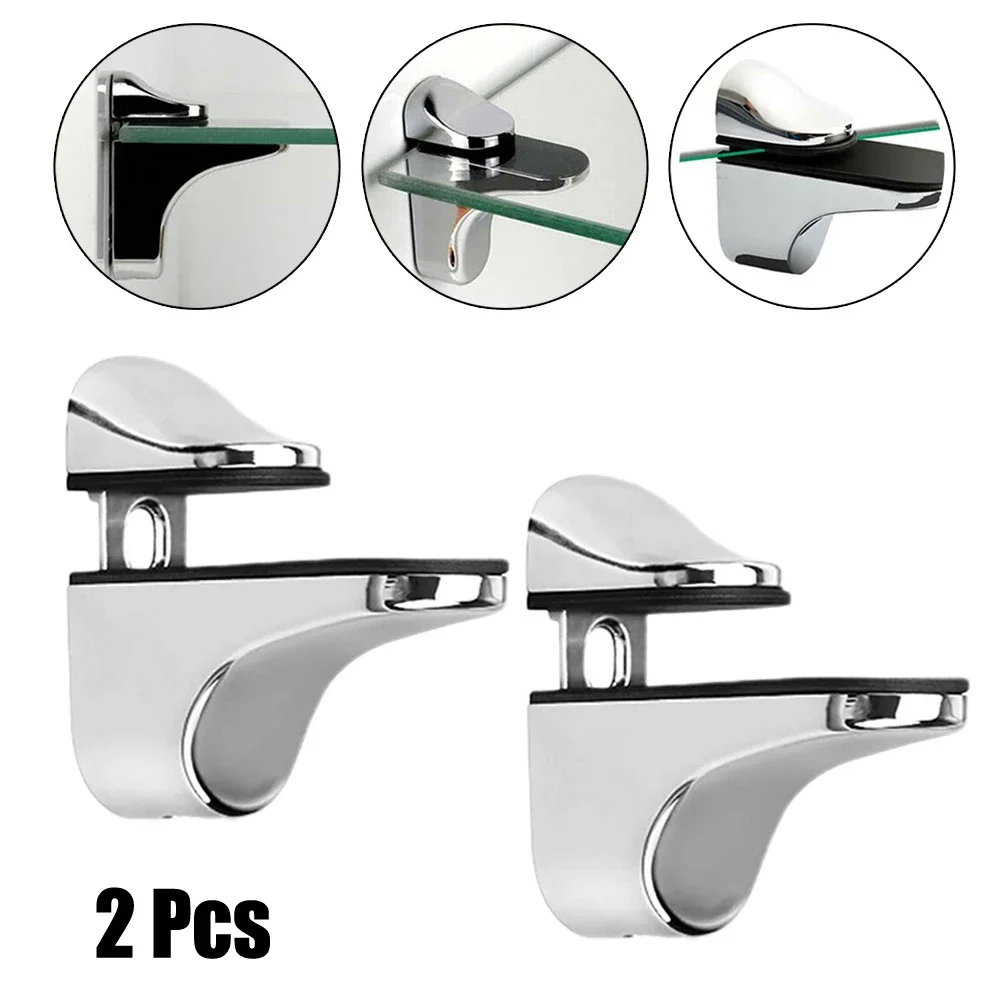 Glass Clamp Adjustable Zinc Alloy Glass Clip Shelf Clamp Holder Flat Back Mount Holder For Partition Board Desk