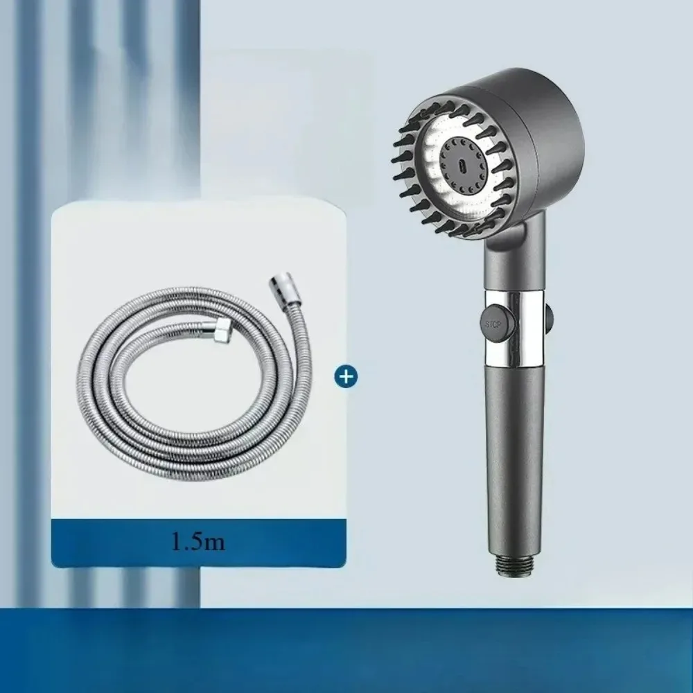 

Adjustable Showerhead with Massage Brush Filters Water Saving Shower Bathroom Accessories High Pressure Shower Head 4 Modes