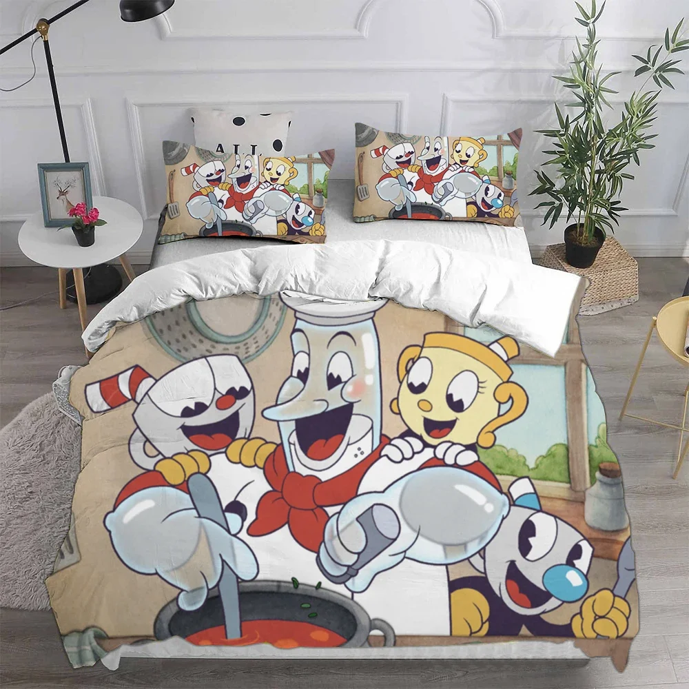 

New Home Textiles Cartoon Cuphead Bedding Sets Comforter Quilt Bed Cover Duvet Cover Pillow Case 2-3 Pieces Sets Kids Adult Size