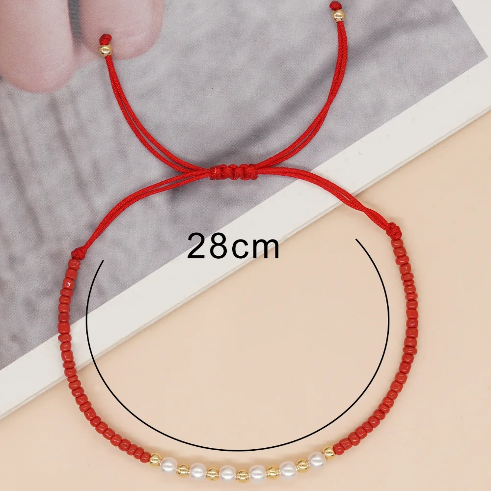 Miyuki Seed Beaded Rope Bracelets Friendship Natural Pearl Tiny Bracelet for Women Teen Girl Handmade Fashion Summer Jewelry