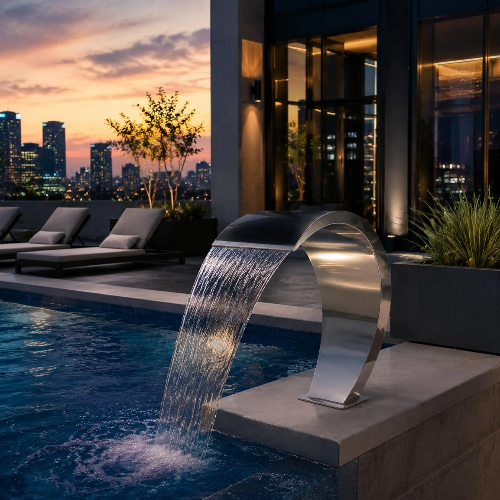 Curved Waterfall Spout Long-Lasting Curved Spray Nozzle Fountain Nozzle Easy to Install Water Sprayer Mirror Finish