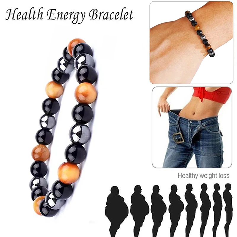 Magnetic Hematite Tiger Eye Bracelet Men Triple Protection Health Care Stainless Steel Bracelet Women Weight Loss Gift