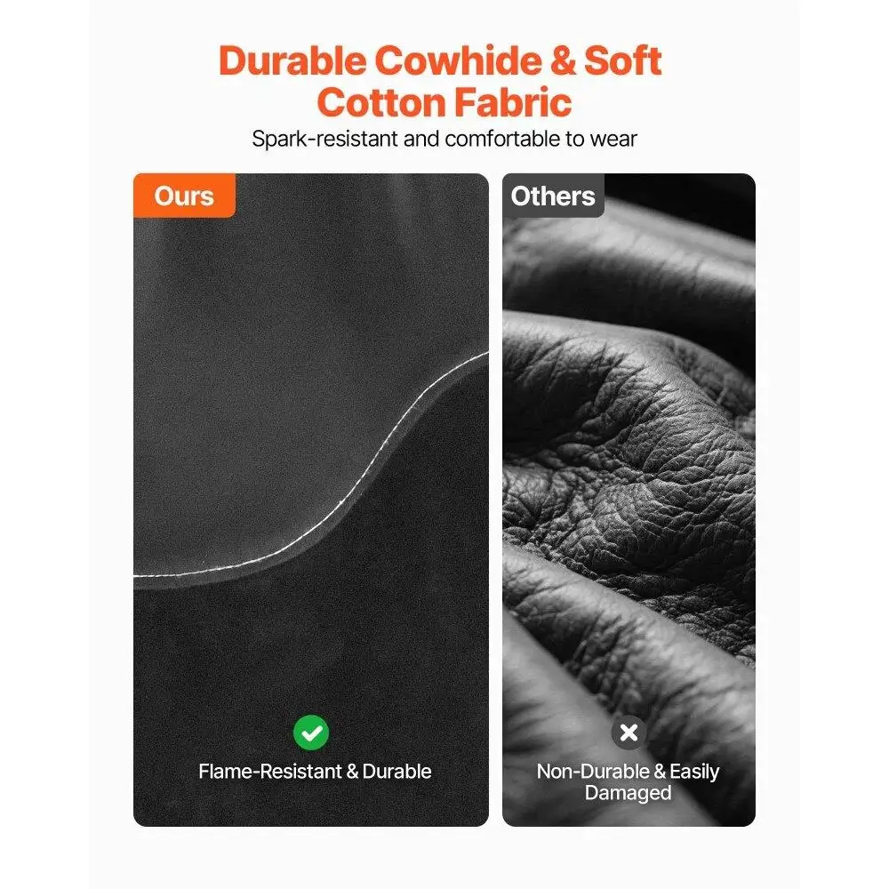 Mangas de soldagem resistentes a chamas, couro de vaca e algodão resistente ao fogo