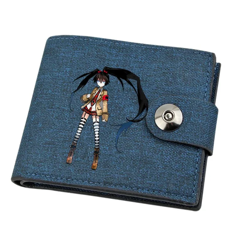 Boy Gril Coin Purse Anime Black Rock Shooter Cartoon Wallet Canvas Teenager Casual Cash Holder Bi-Fold Buckle Short Wallet