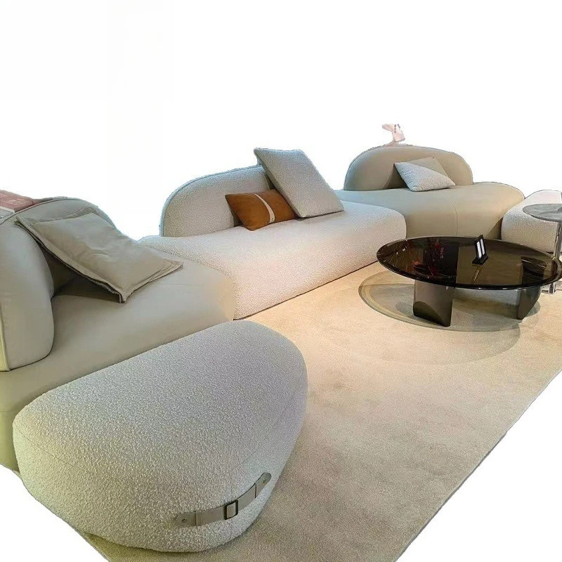 Nordic simplicity, living room special-shaped negotiation sofa, curved light luxury Internet celebrity Italian leisure sofa