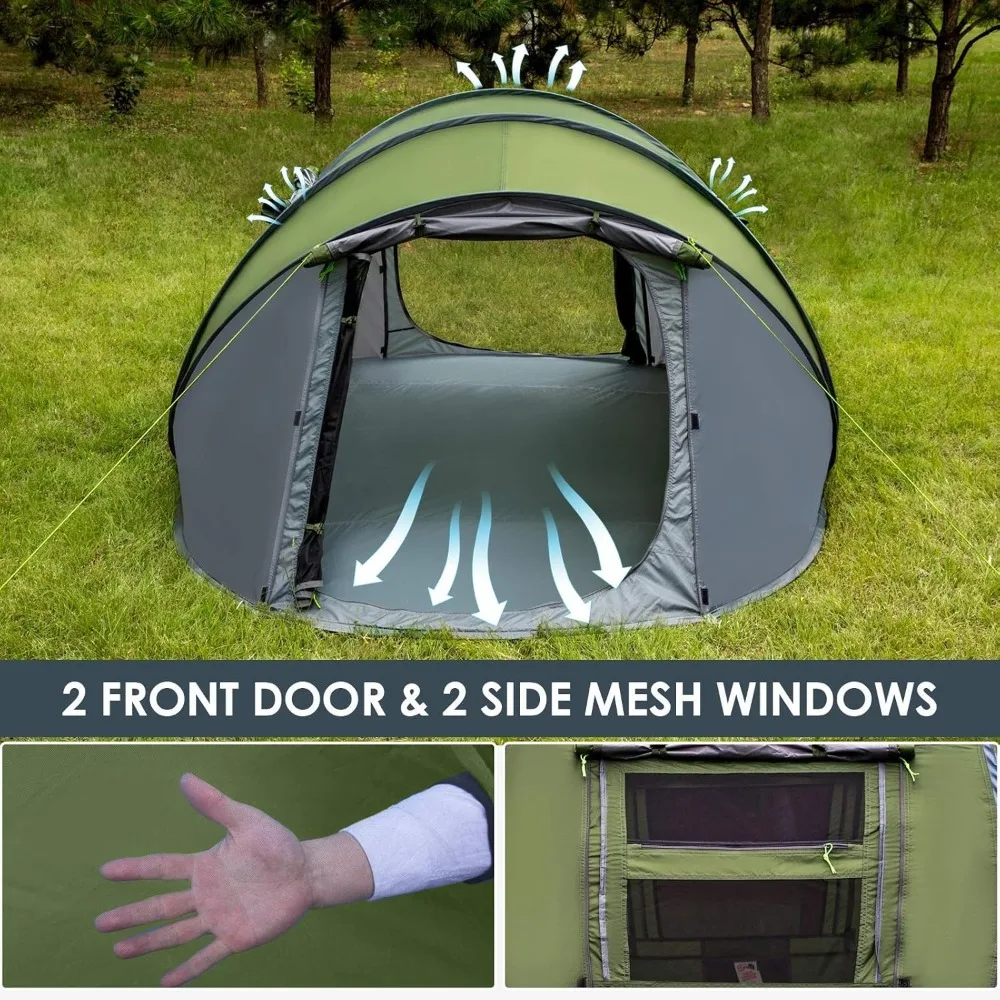 

Person Easy Pop Up Tent Waterproof Automatic Setup 2 Doors-Instant Family Tents for Camping Hiking fors Familys Campings &Hiking